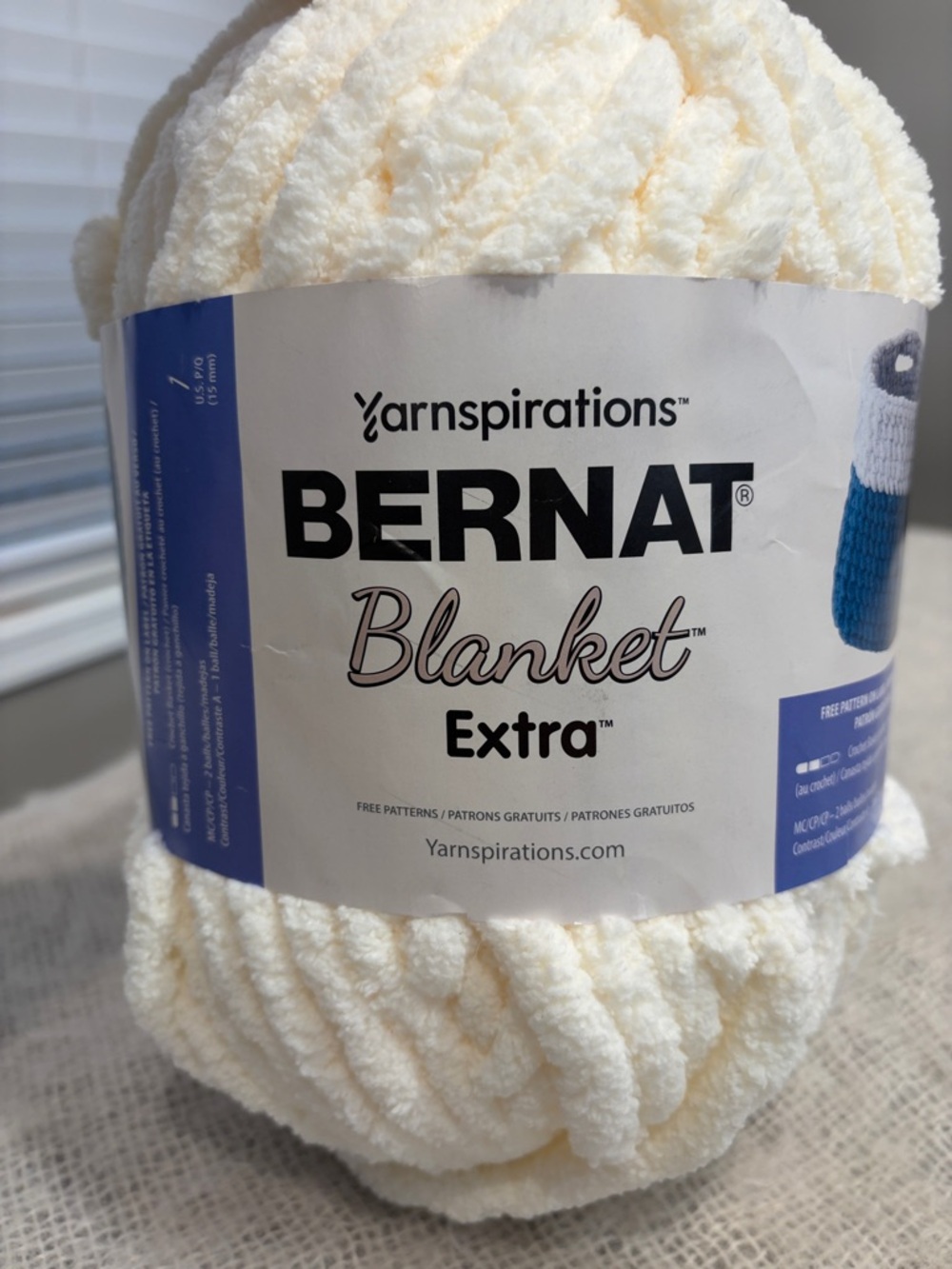 Bernat Blanket Extra Yarn - vintage white color- 97 yds/ 10.5 ounces